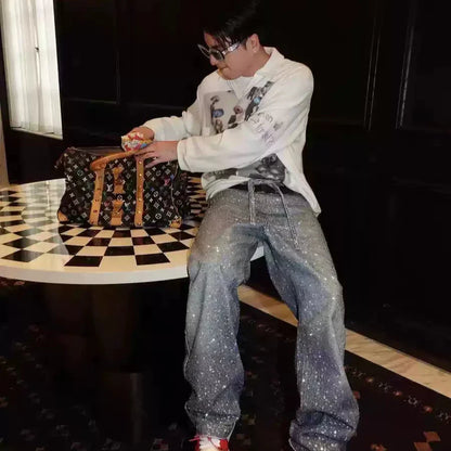 Rhinestone Baggy Pants