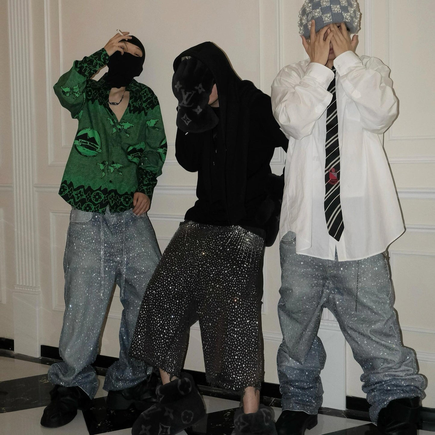 Rhinestone Baggy Pants