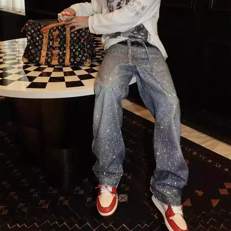 Rhinestone Baggy Pants