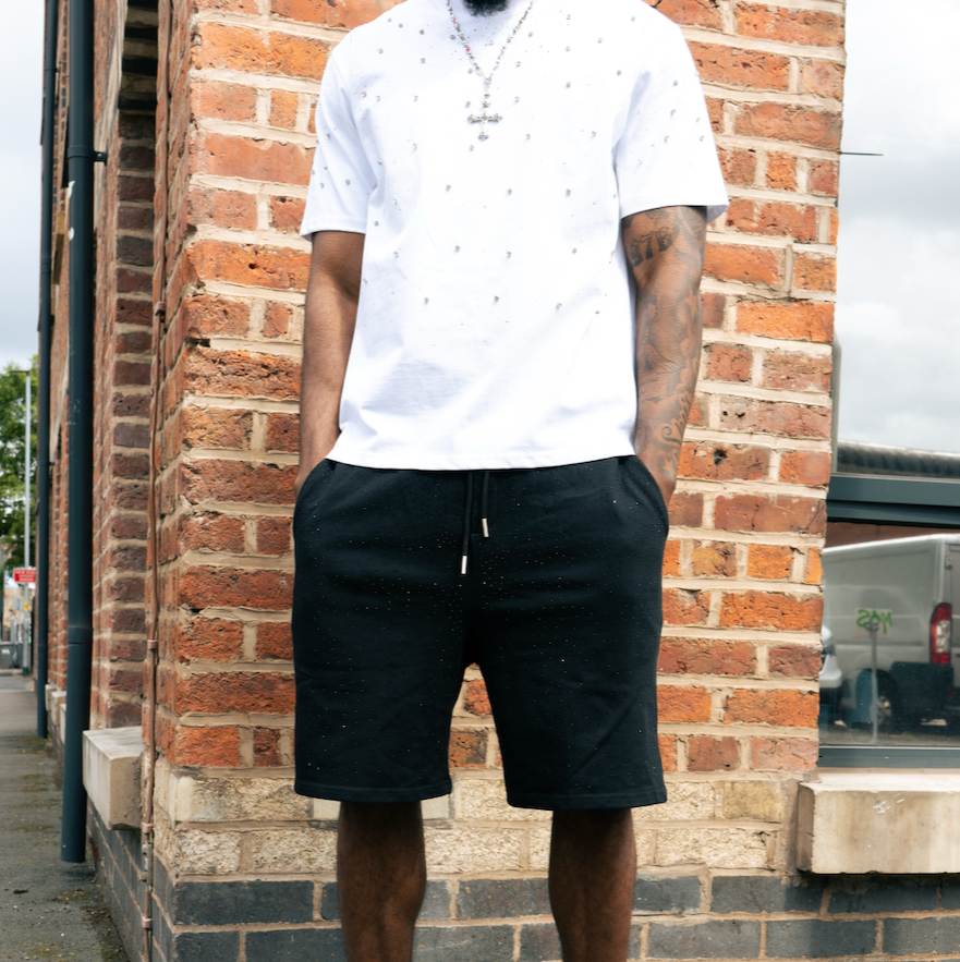 Rhinestone Cotton Shorts