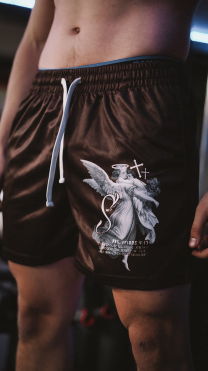 Strength Through Christ Mesh Shorts - Brown