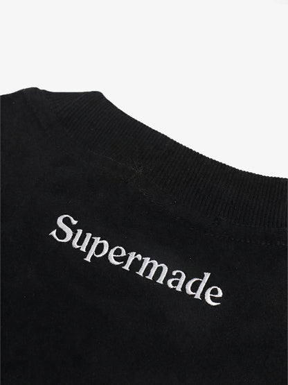 Suede Logo Embroidered Patchwork Short Sleeve T-Shirt