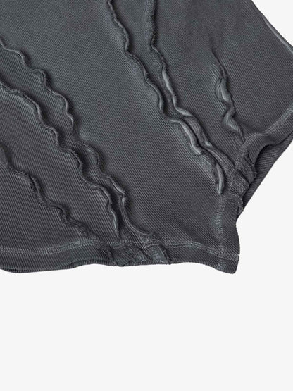 Vintage Washed Sculpted Seam Ribbed Long Sleeve T-Shirt