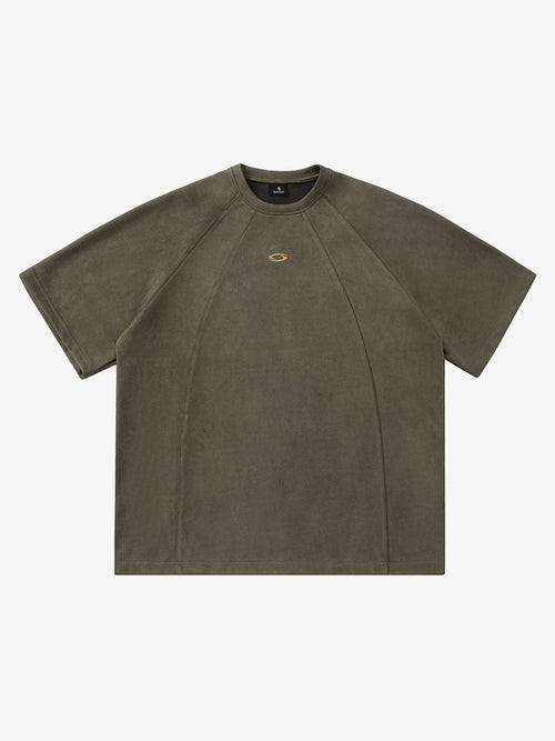 Suede Panel Raglan T-Shirt