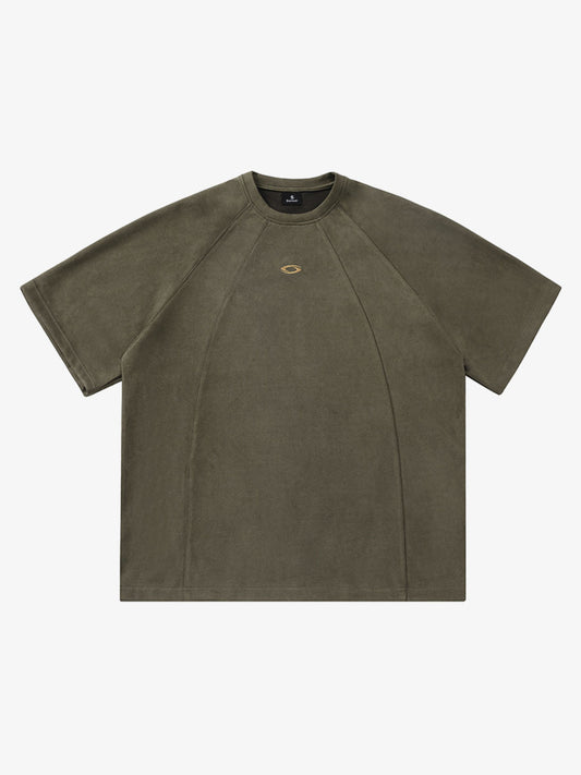 Suede Panel Raglan T-Shirt