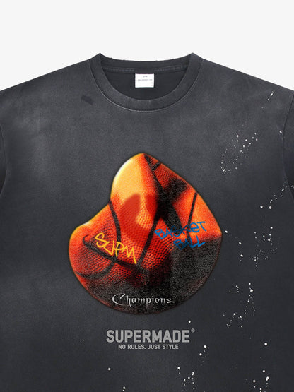 Supermade Abstract Basketball Texture Graphic T-Shirt