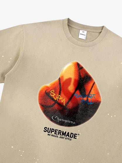 Supermade Abstract Basketball Texture Graphic T-Shirt