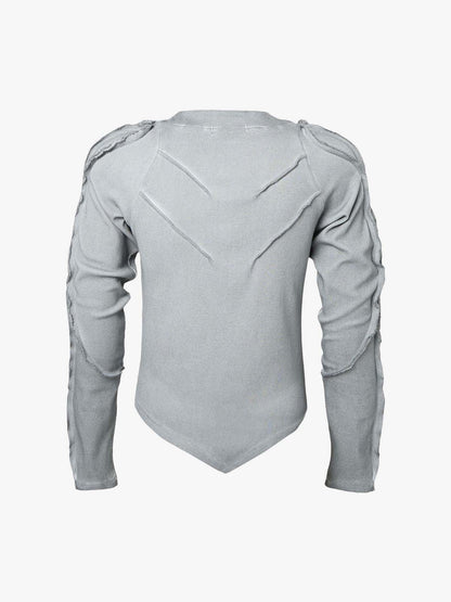 Vintage Washed Sculpted Seam Ribbed Long Sleeve T-Shirt
