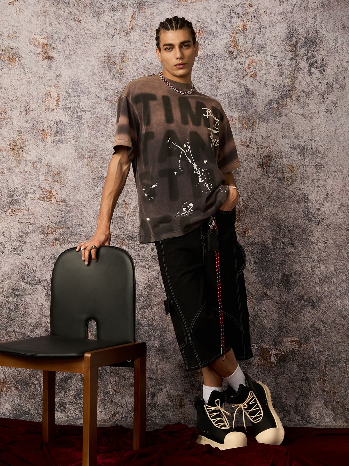Ink Splash Letter Print T-shirt - 2414