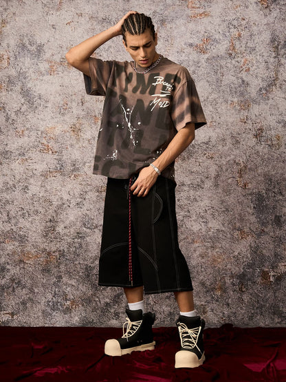 Ink Splash Letter Print T-shirt - 2414