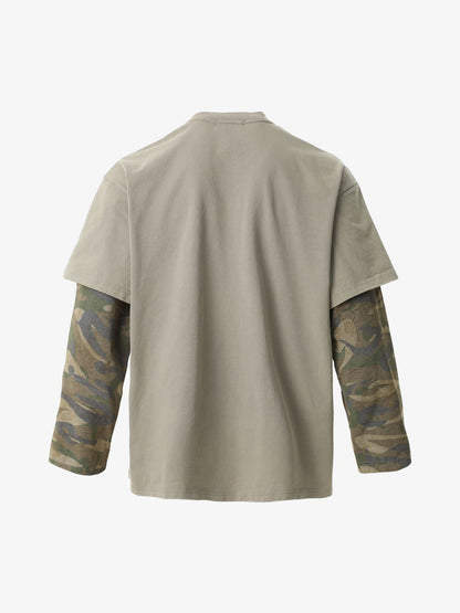 Jersey Distressed Faux Camouflage Two-Piece Graphic T-Shirt - 2420