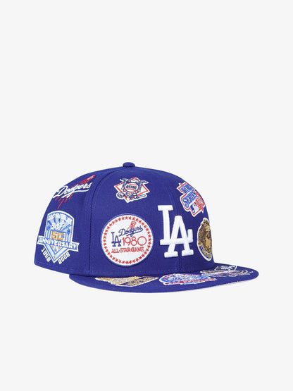 NEW ERA cappello uomo 59fifty all over logos los angeles dodgers mlb blu