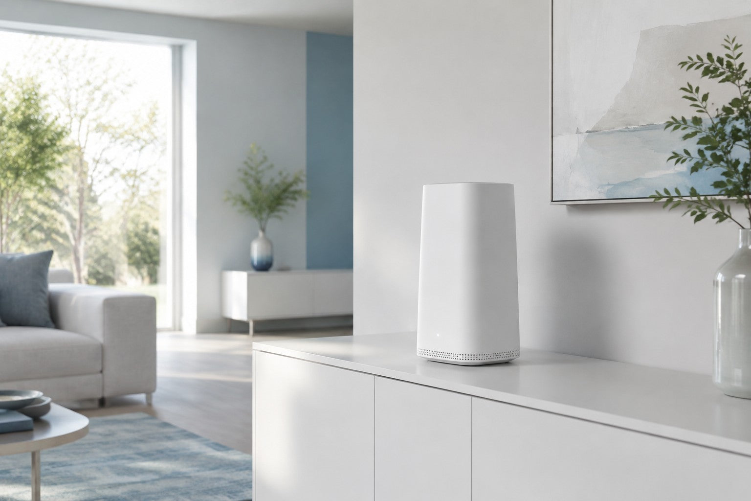 Illustrative router in a bright modern home